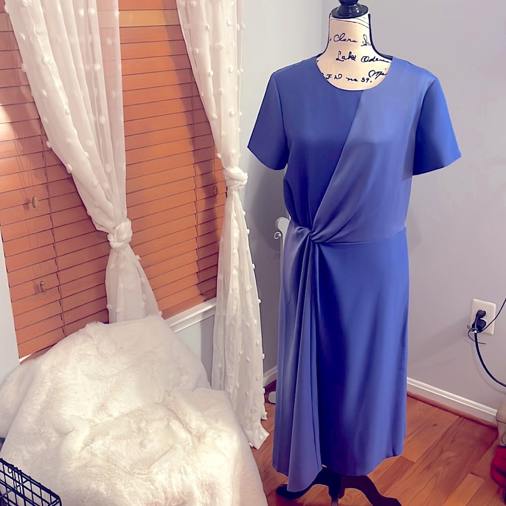 Blue faux wrap dress